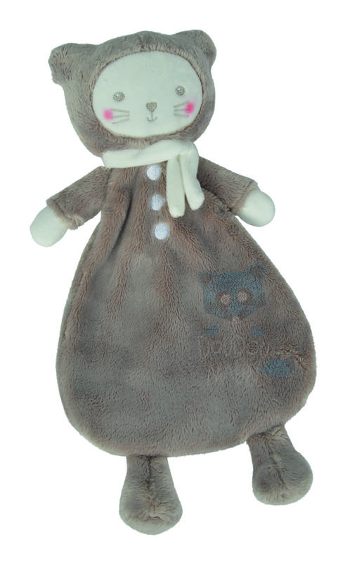  petit chat plat gris beige blane écharpe 